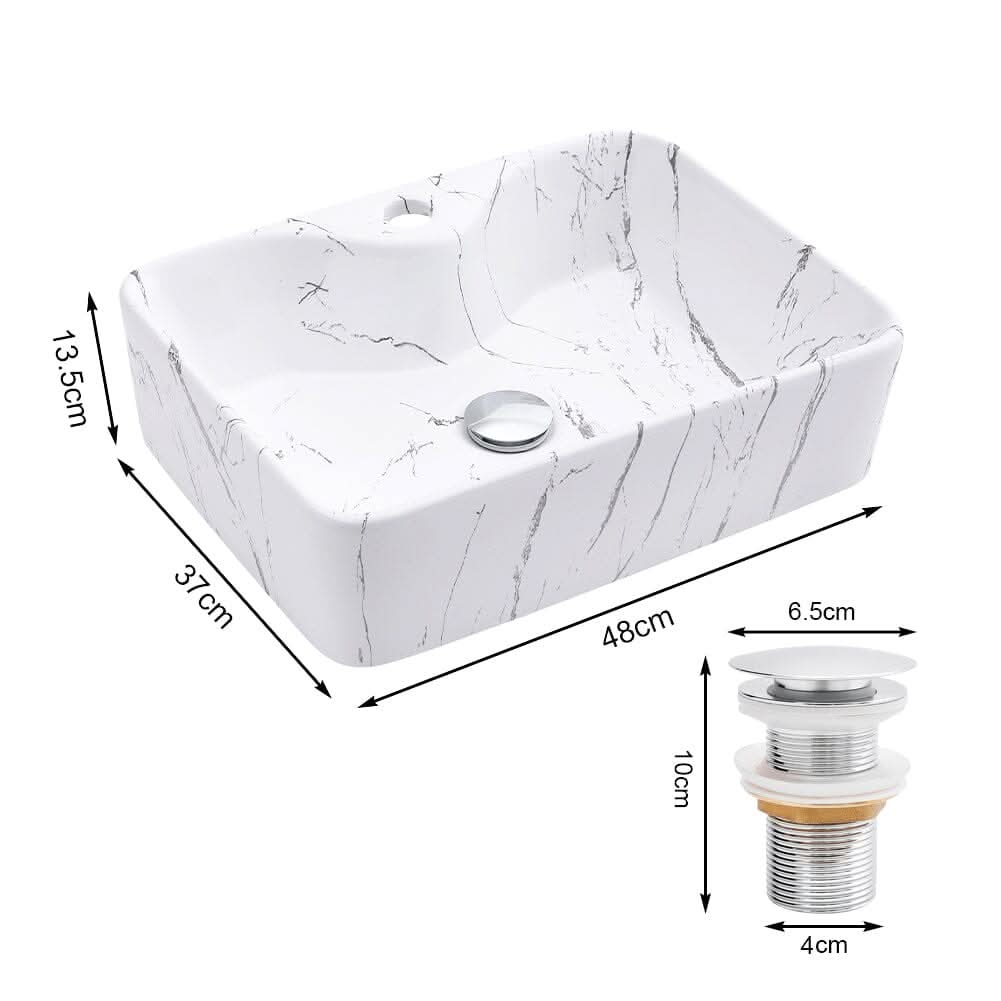 48cm W x 37cm D Rectangular Marble Vessle Sink