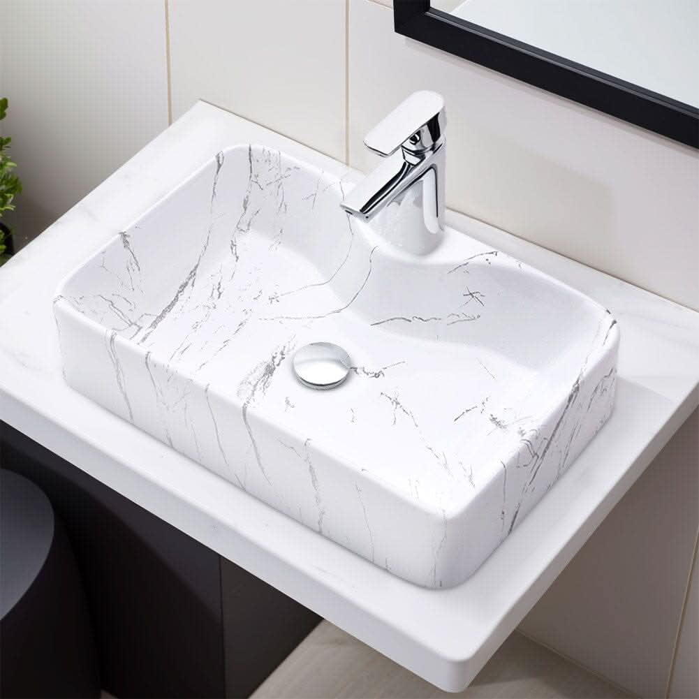 48cm W x 37cm D Rectangular Marble Vessle Sink