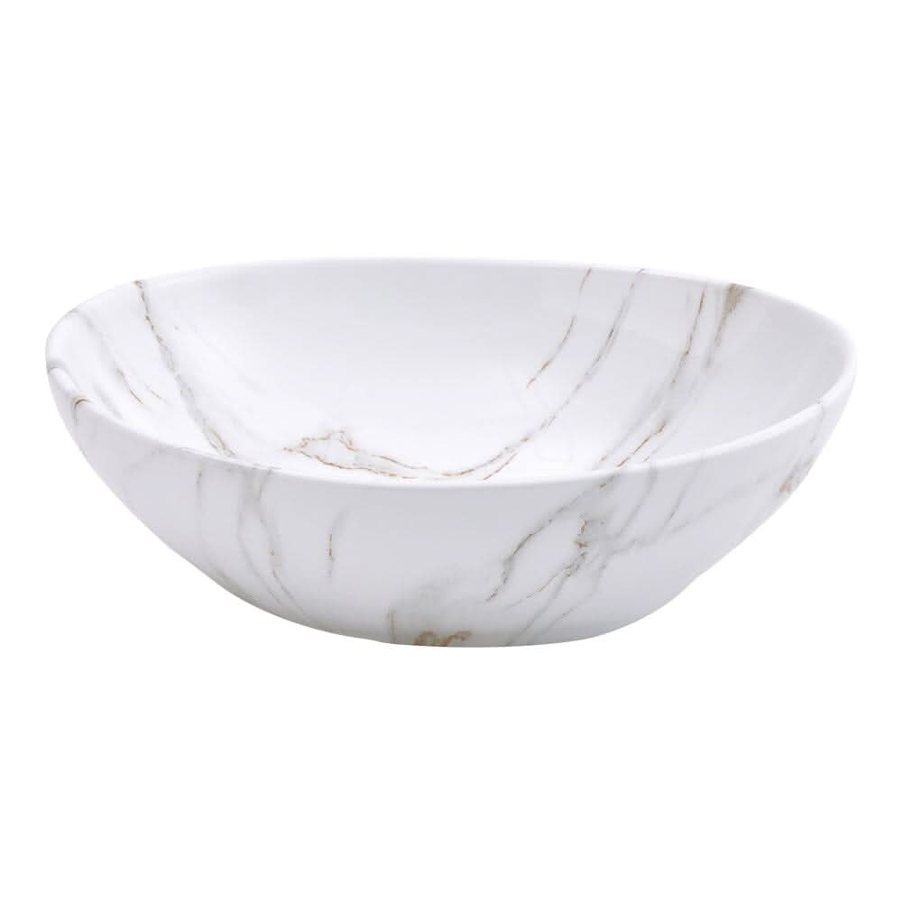 41.5cm W x 13.5cm D White Oval Marble Vessel Bathroom Sink