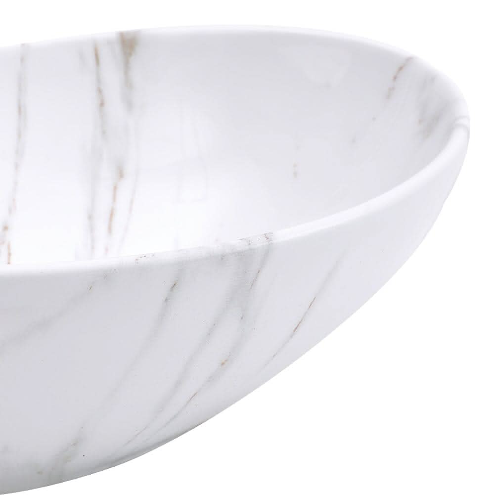 41.5cm W x 13.5cm D White Oval Marble Vessel Bathroom Sink