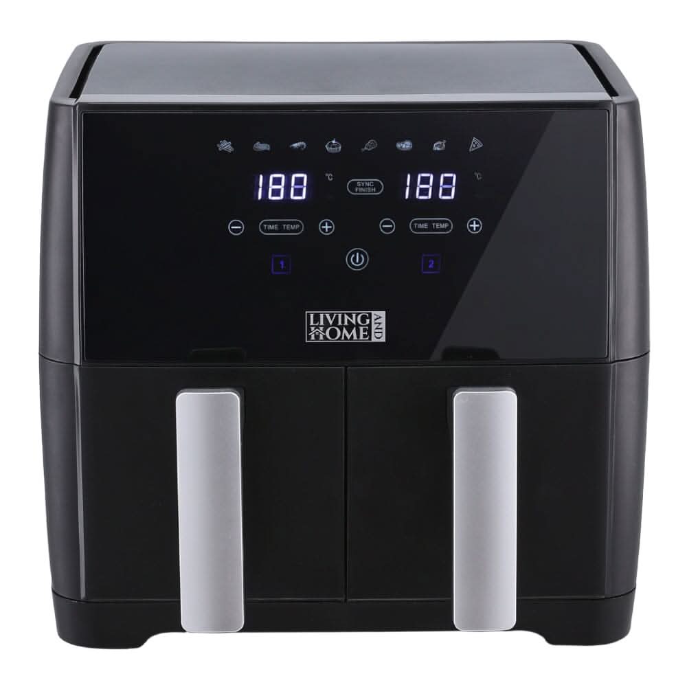 8L Black Touch Screen Air Fryer with Dual Basket