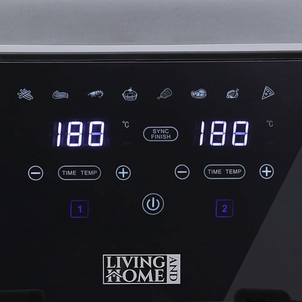 8L Black Touch Screen Air Fryer with Dual Basket