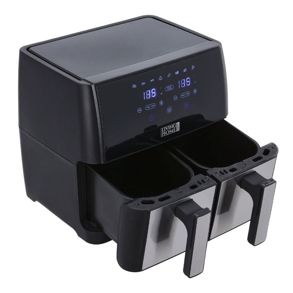 8L Black Touch Screen Air Fryer with Dual Basket