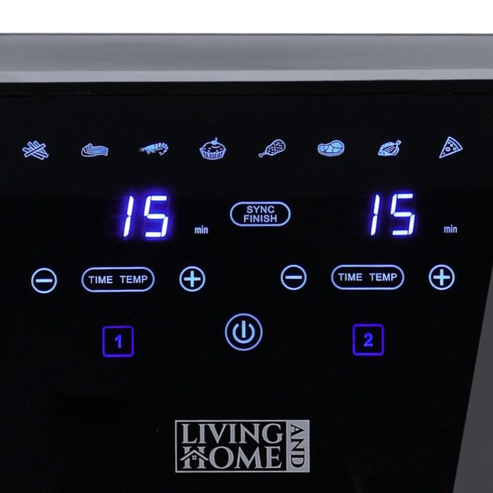 8L Black Touch Screen Air Fryer with Dual Basket