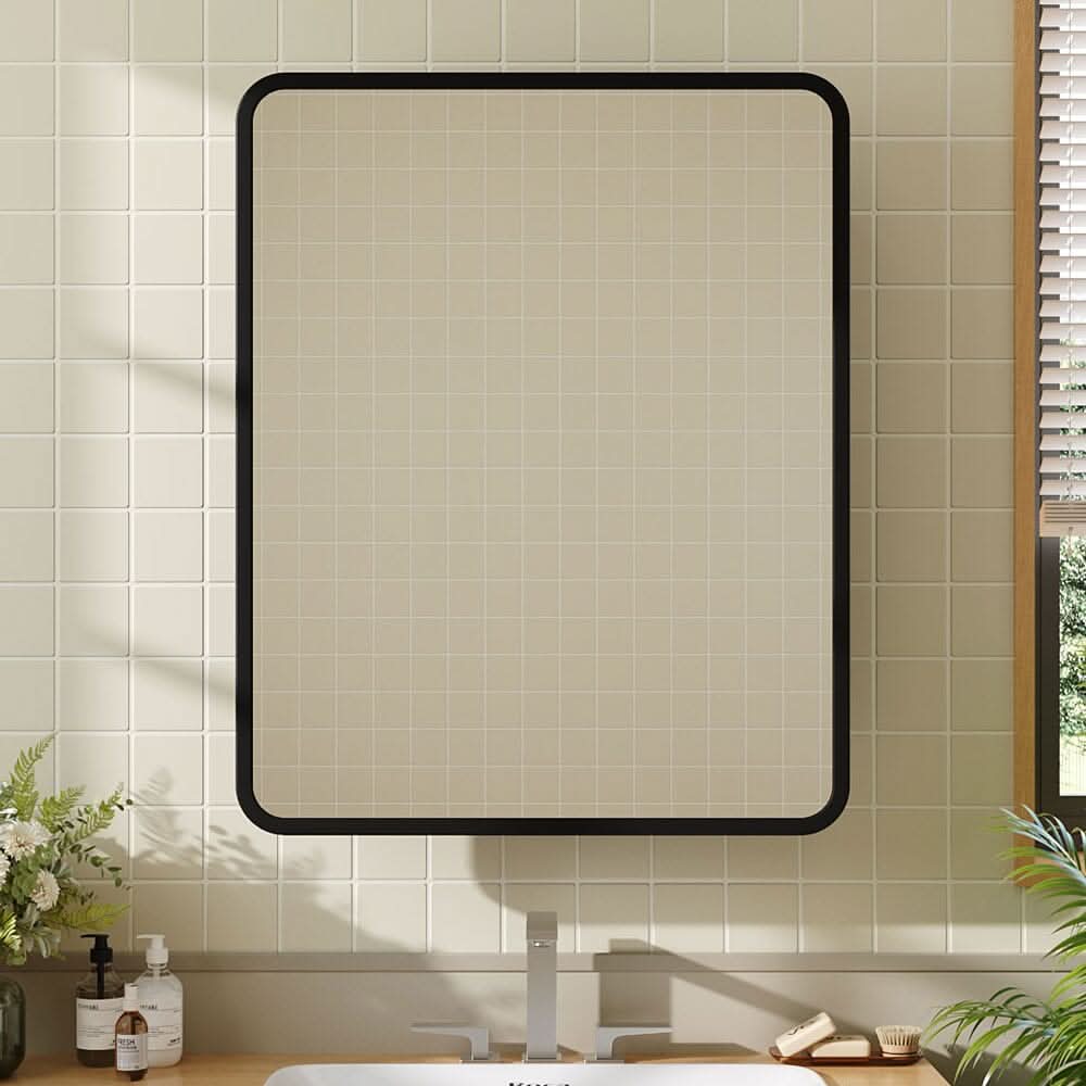 Surface Mount Rectangular Bathroom Storage Mirror Cabinet with Round Corner, DM0920