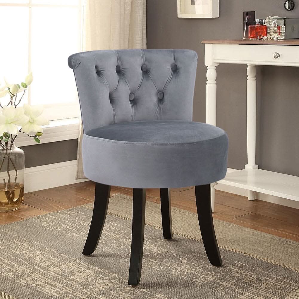 Modern Upholstered Buttoned Stool for Dressing Table