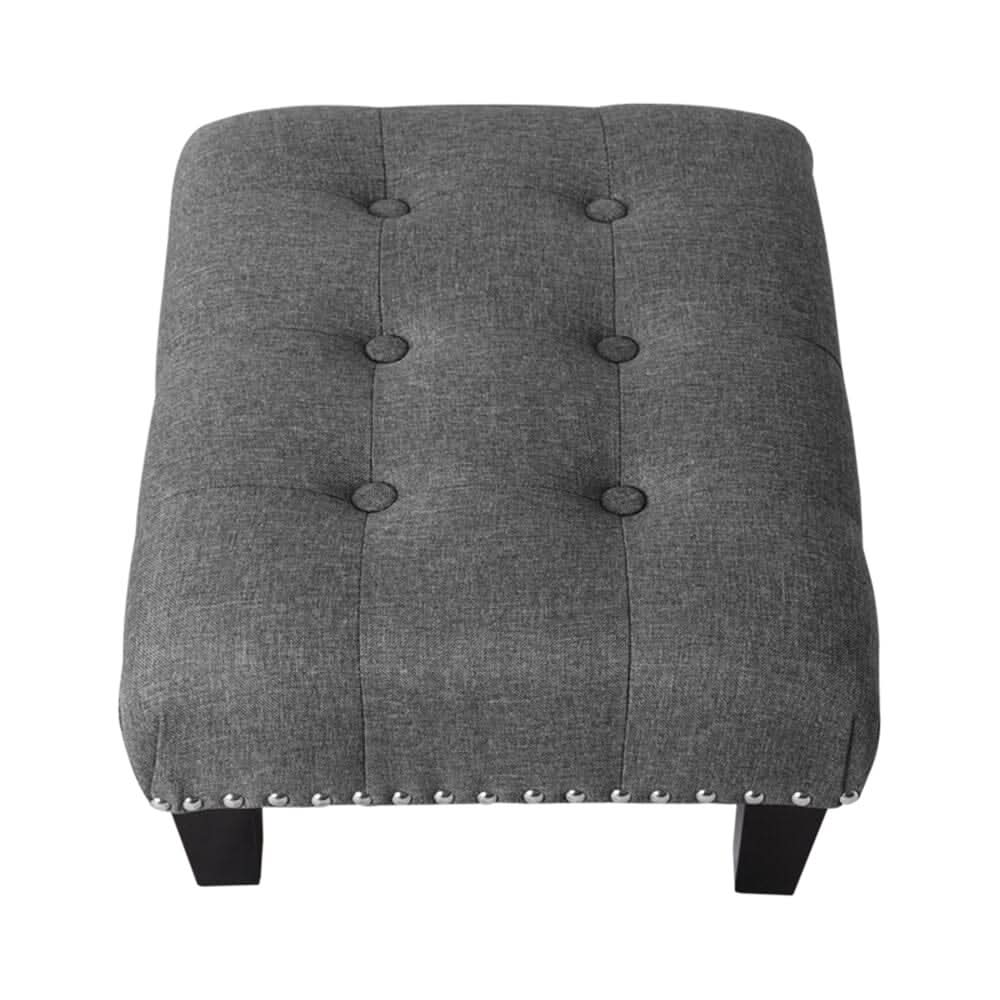 Linen Buttoned Rocking Chair & Footstool Set
