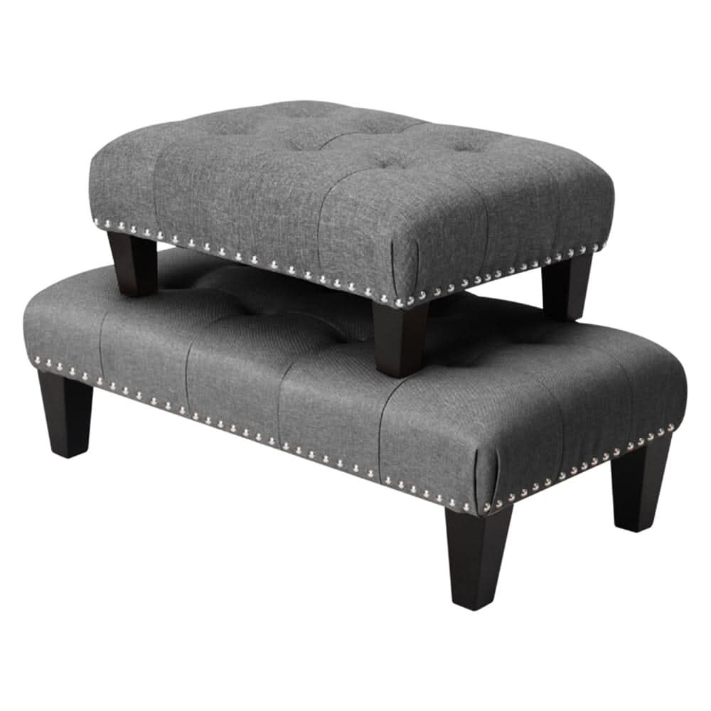 Linen Buttoned Rocking Chair & Footstool Set
