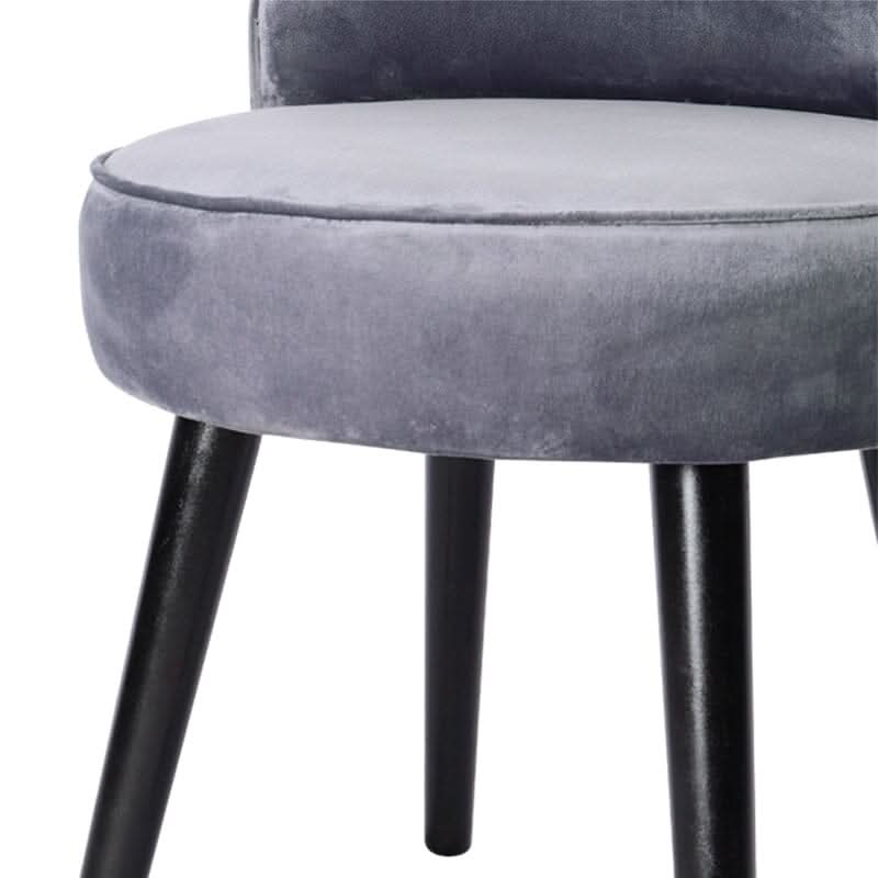Modern Velvet Dressing Table Stool with Solid Wood Legs