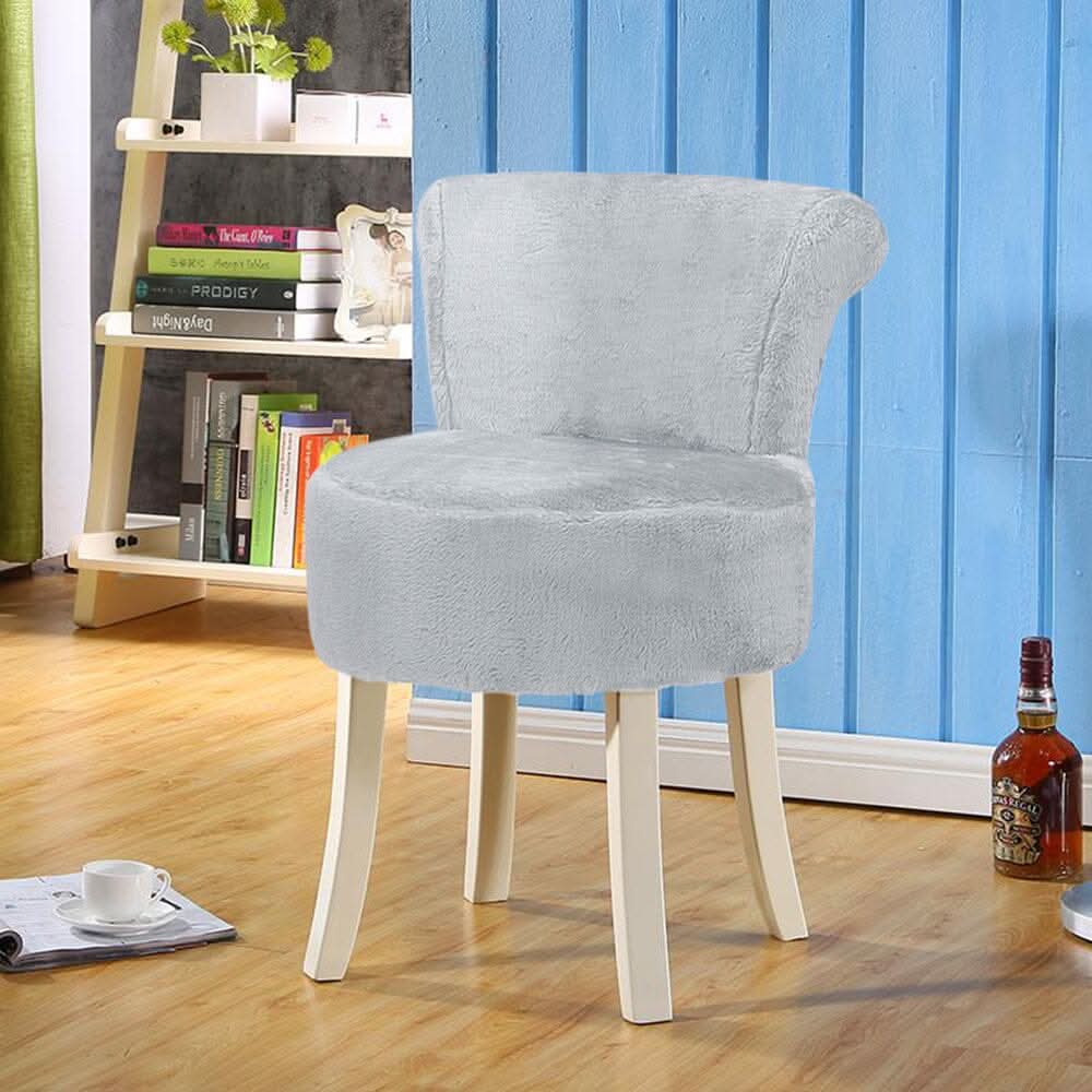 Modern Plush Upholstered Dressing Table Chair with White Legs