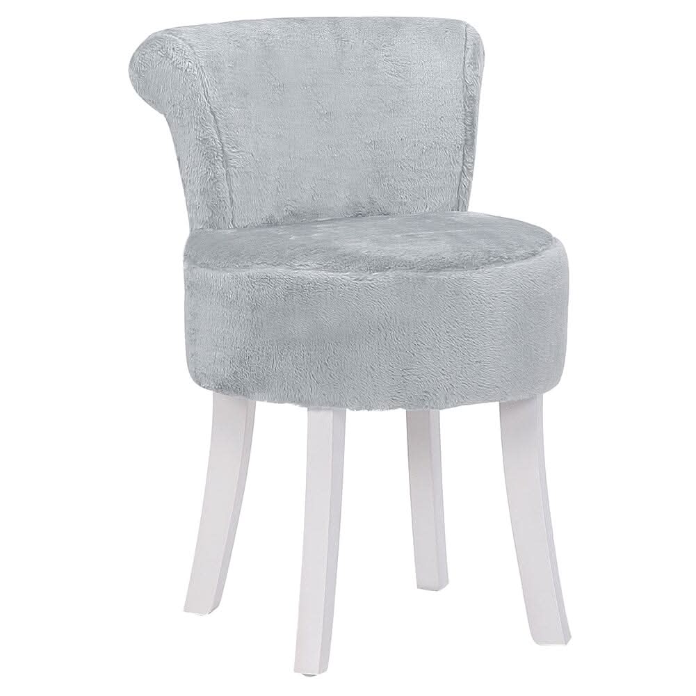 Modern Plush Upholstered Dressing Table Chair with White Legs