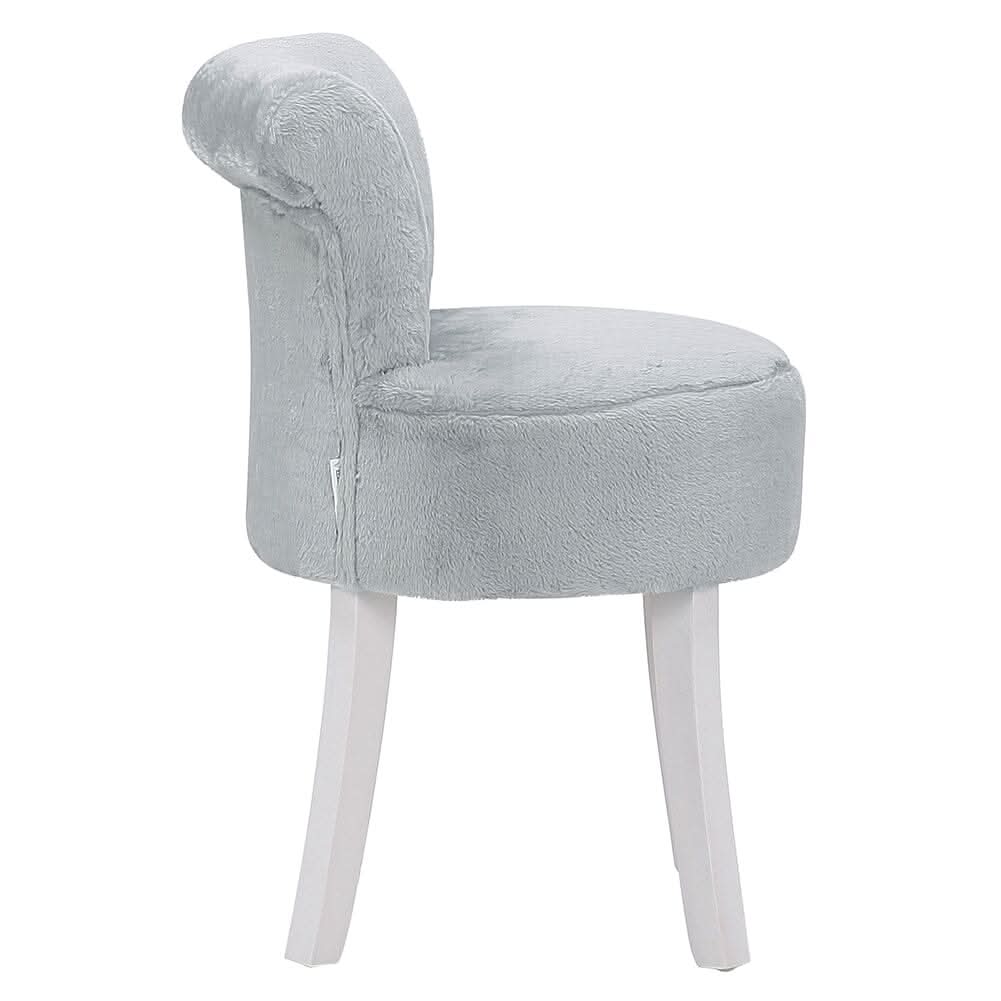 Modern Plush Upholstered Dressing Table Chair with White Legs