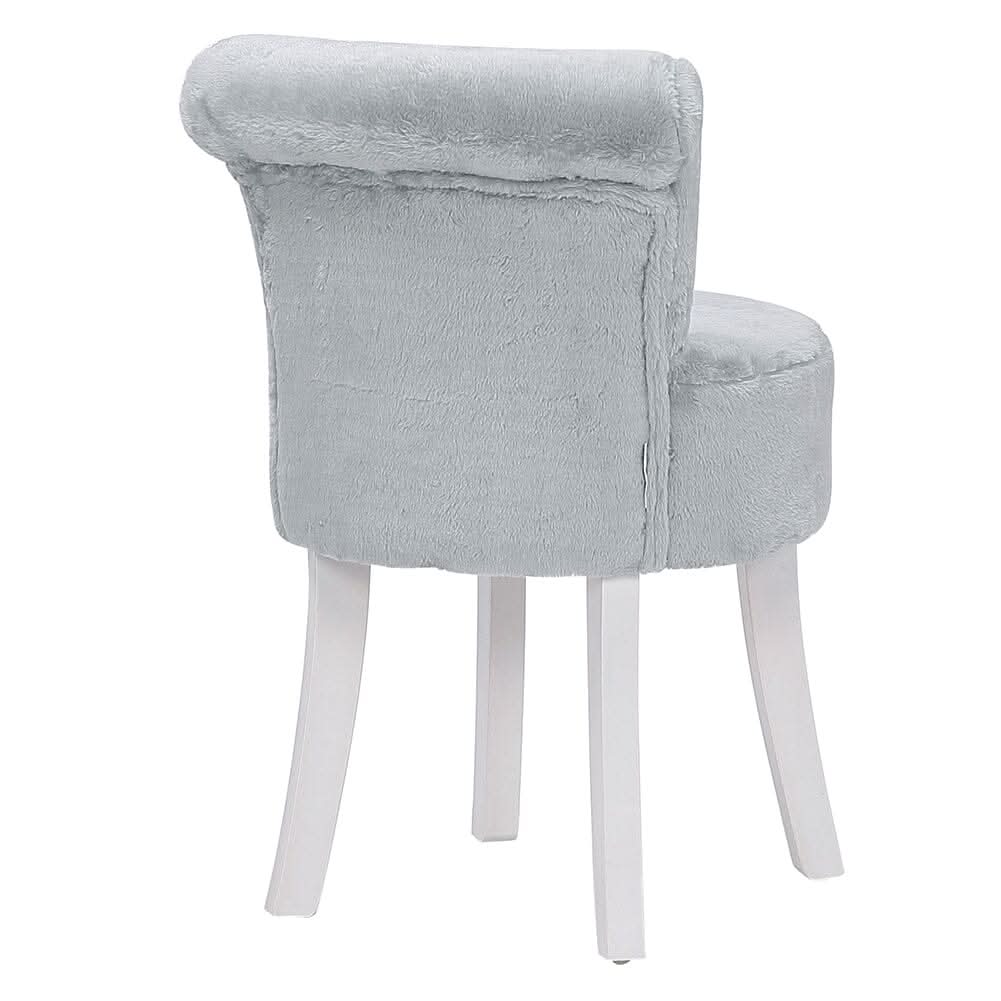 Modern Plush Upholstered Dressing Table Chair with White Legs
