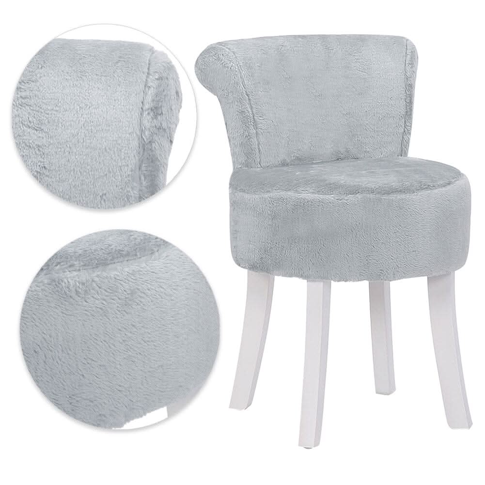 Modern Plush Upholstered Dressing Table Chair with White Legs