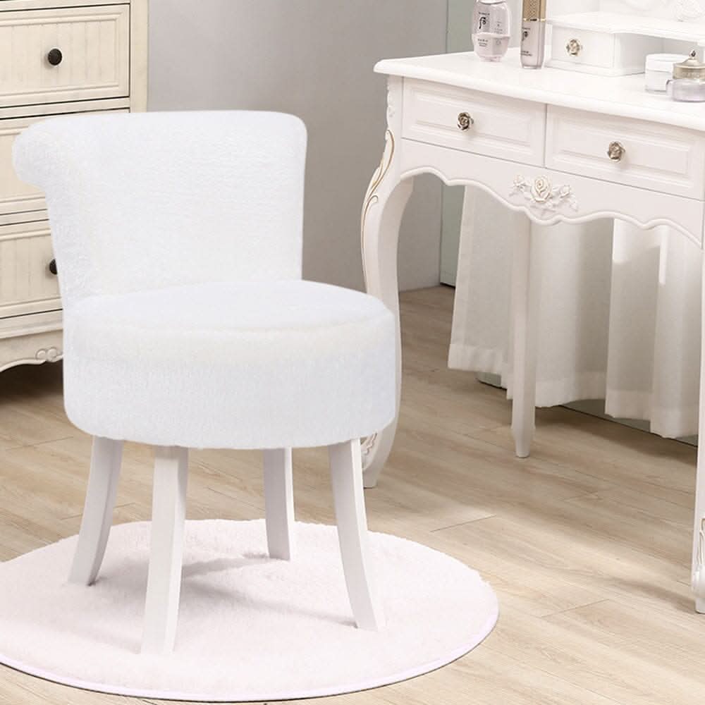 Modern Plush Upholstered Dressing Table Chair with White Legs