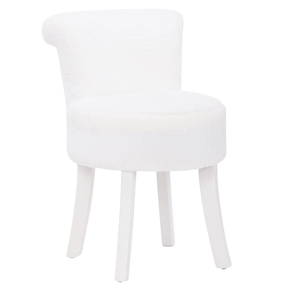 Modern Plush Upholstered Dressing Table Chair with White Legs