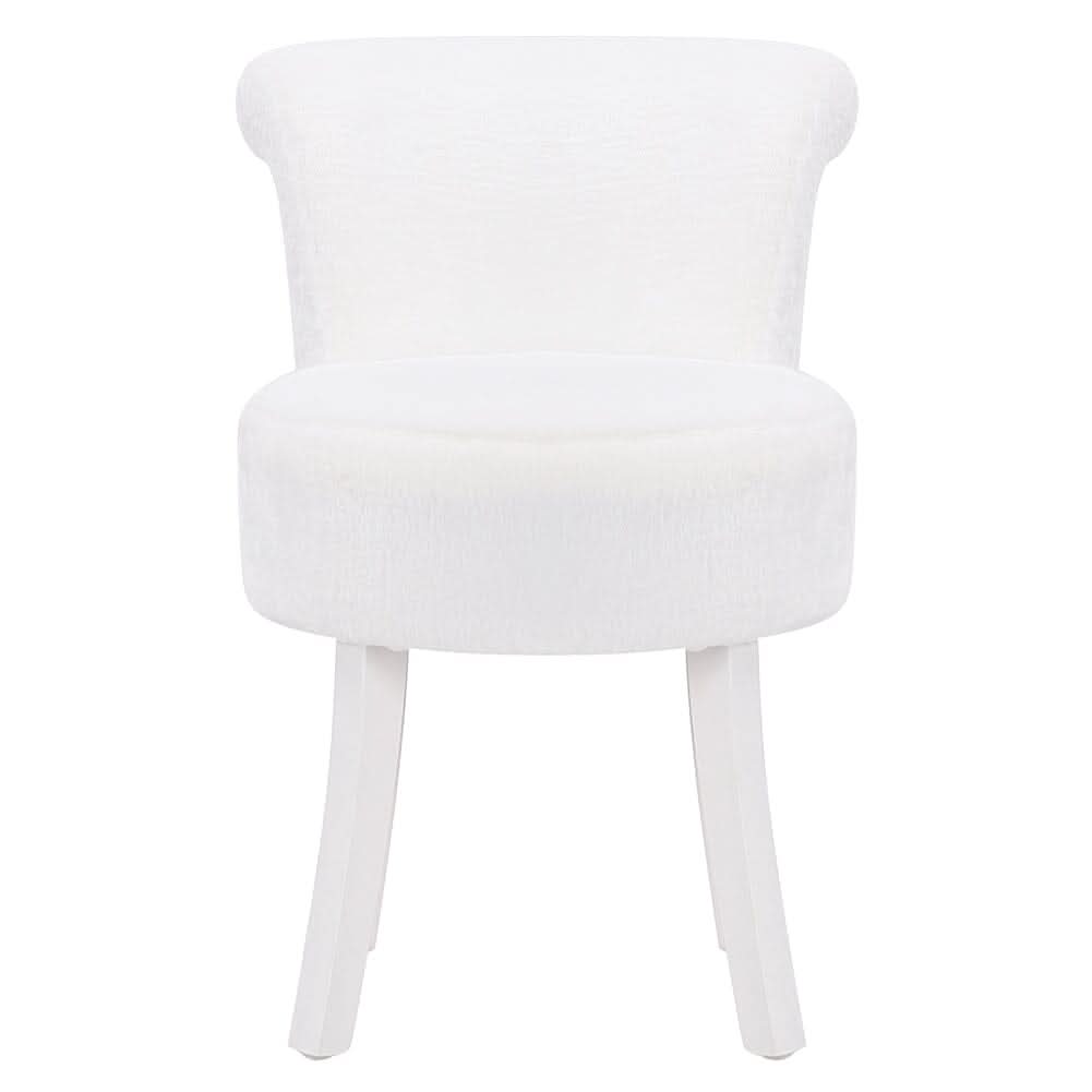 Modern Plush Upholstered Dressing Table Chair with White Legs