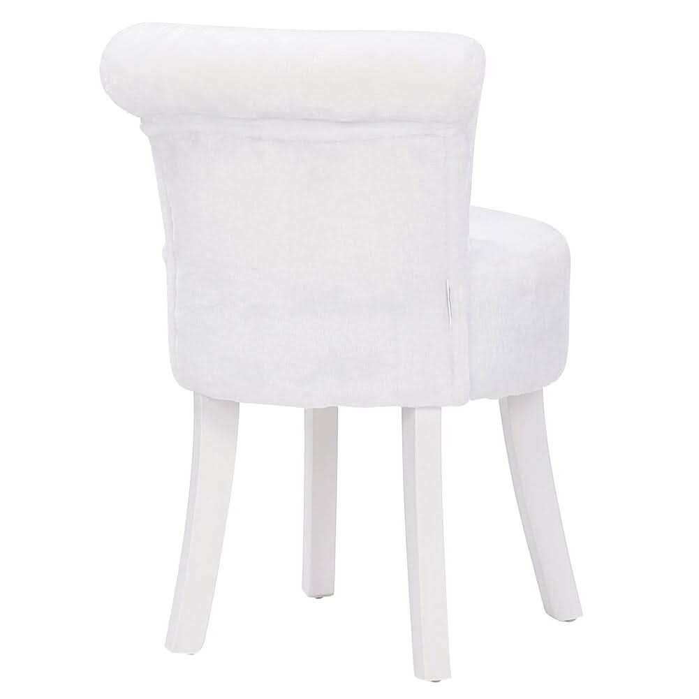 Modern Plush Upholstered Dressing Table Chair with White Legs