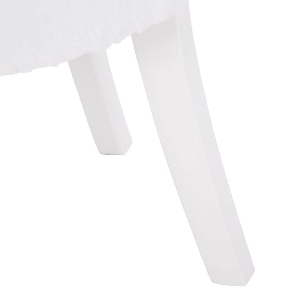 Modern Plush Upholstered Dressing Table Chair with White Legs