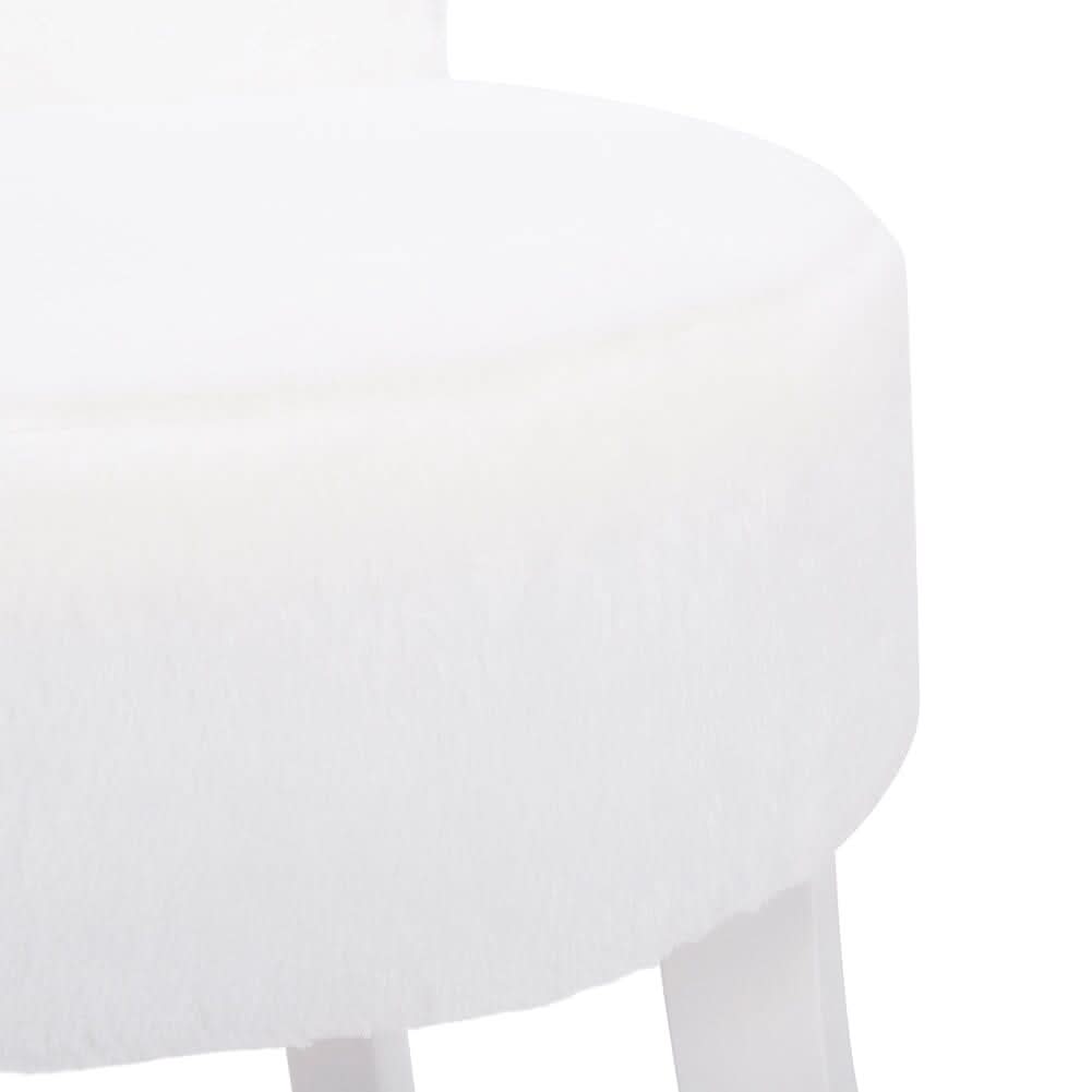 Modern Plush Upholstered Dressing Table Chair with White Legs
