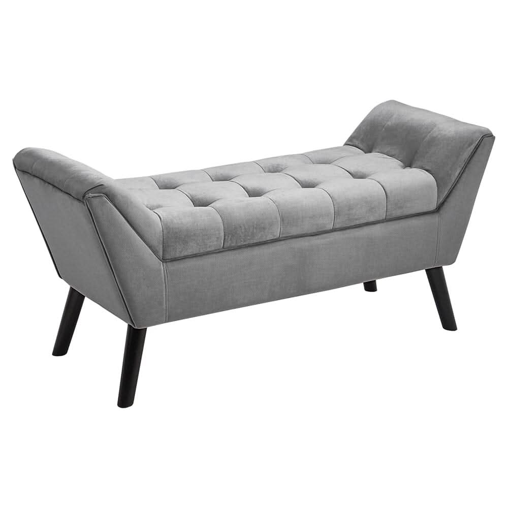 Tufted Velvet Buttoned Bench with Raised Arms