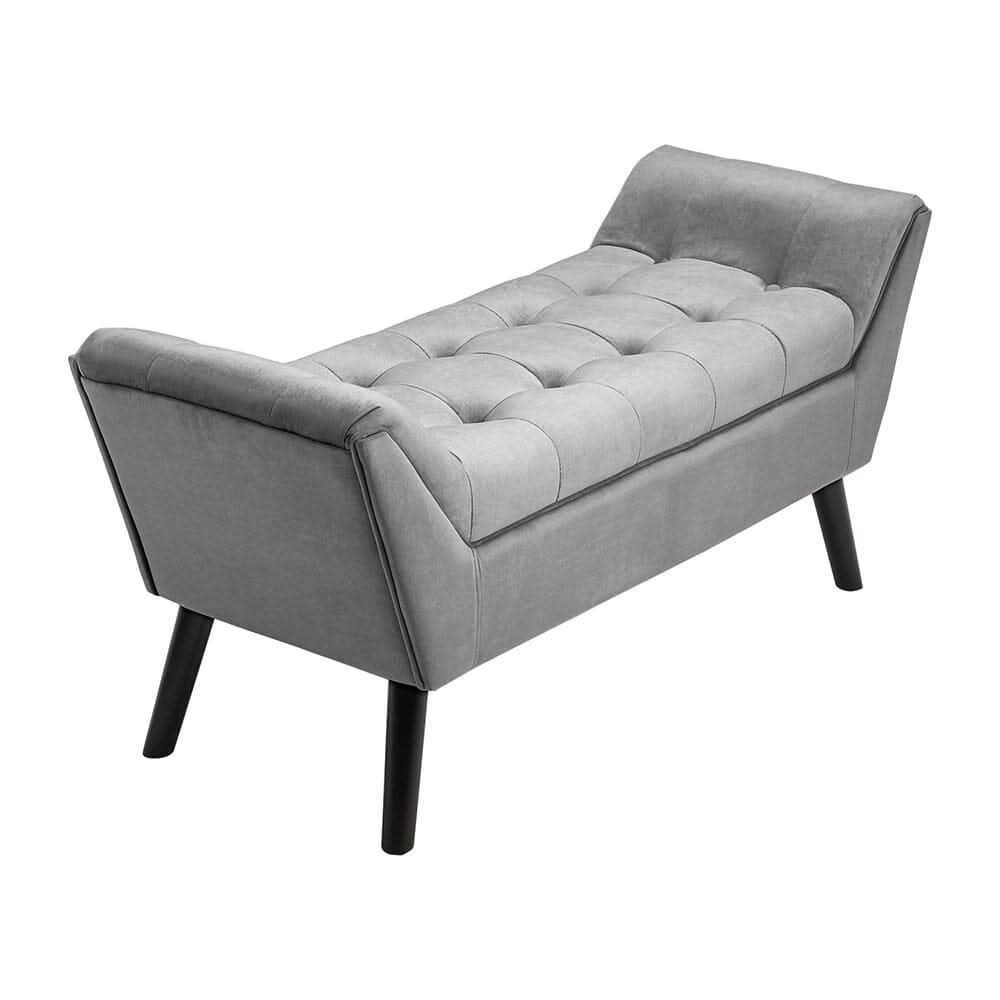 Tufted Velvet Buttoned Bench with Raised Arms