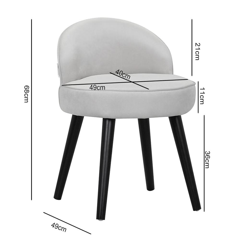 Modern Velvet Dressing Table Stool with Solid Wood Legs