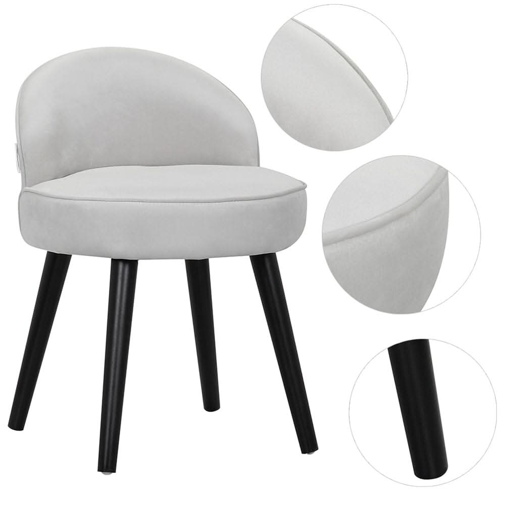 Modern Velvet Dressing Table Stool with Solid Wood Legs