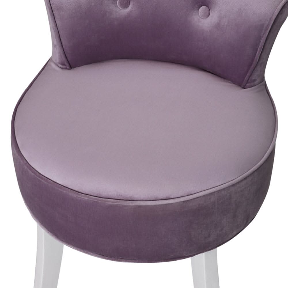Upholstered Velvet Vanity Dressing Table Stool with Low Backrest