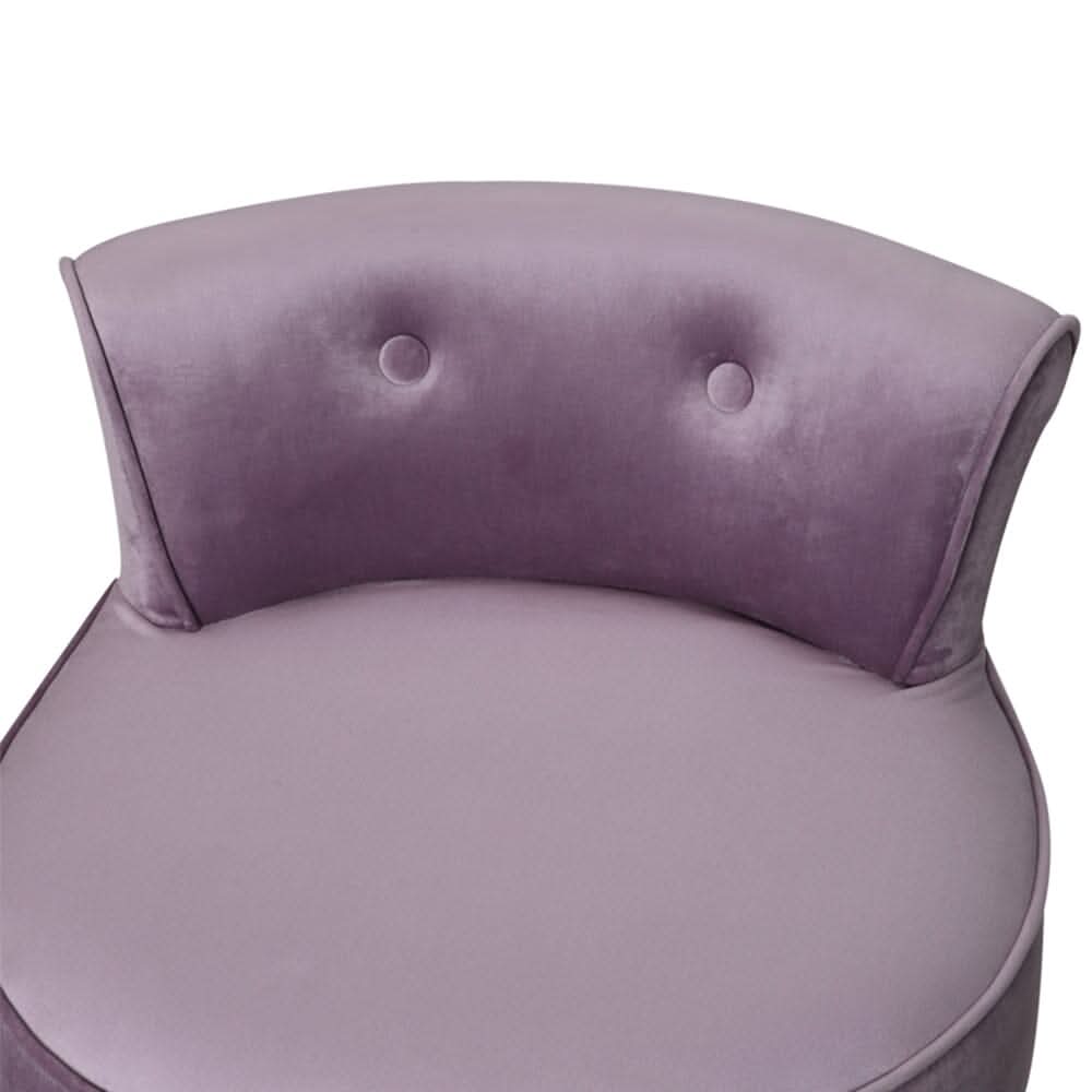 Upholstered Velvet Vanity Dressing Table Stool with Low Backrest