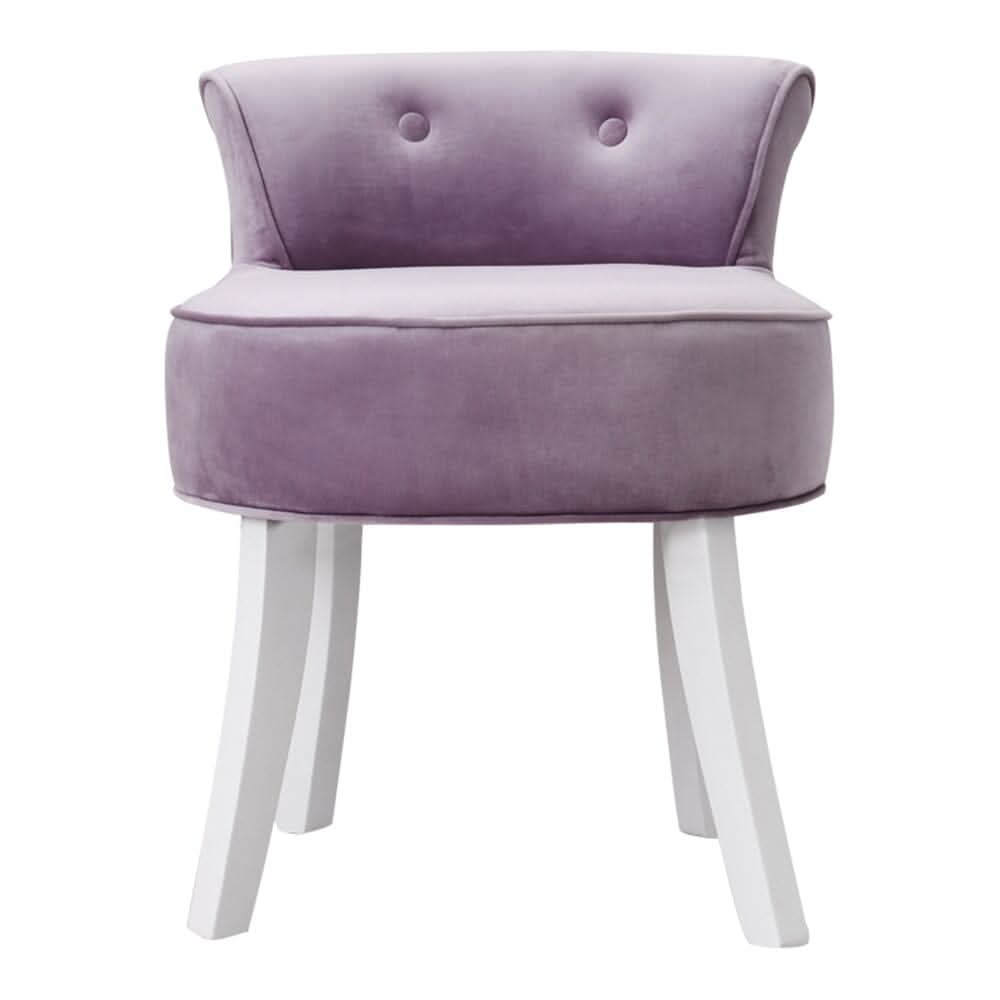 Upholstered Velvet Vanity Dressing Table Stool with Low Backrest