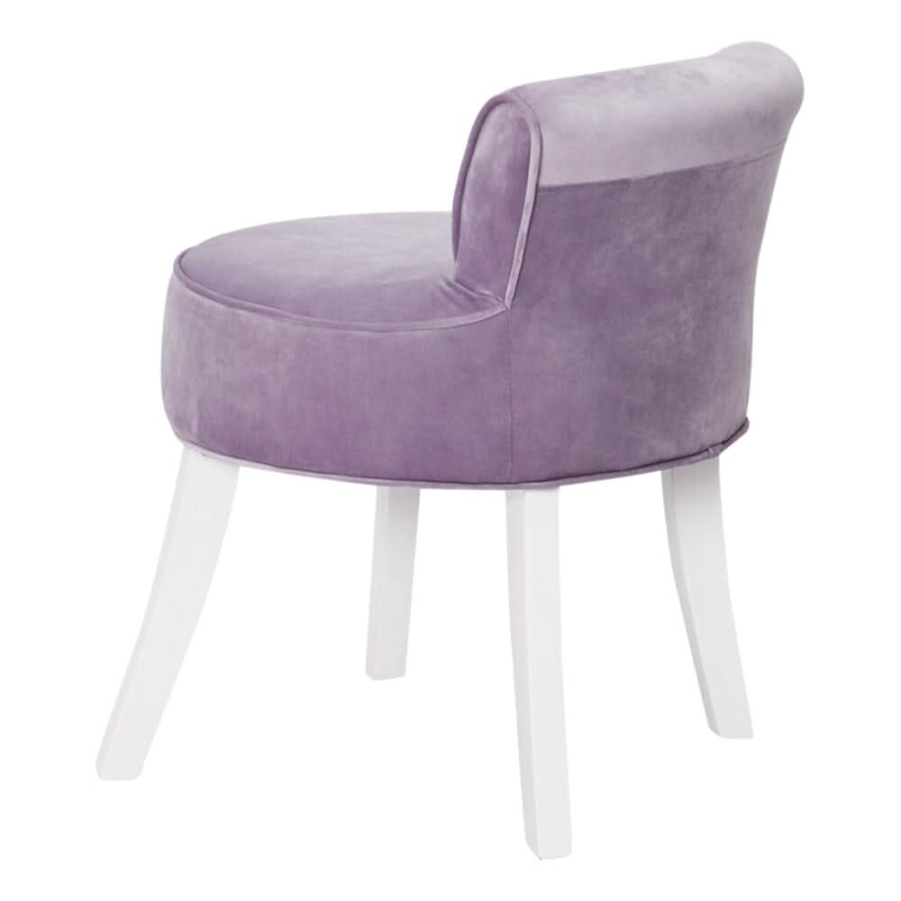 Upholstered Velvet Vanity Dressing Table Stool with Low Backrest