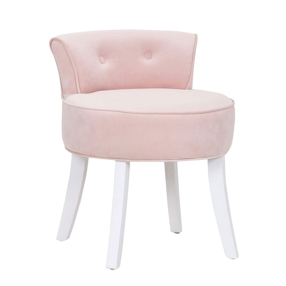 Upholstered Velvet Vanity Dressing Table Stool with Low Backrest