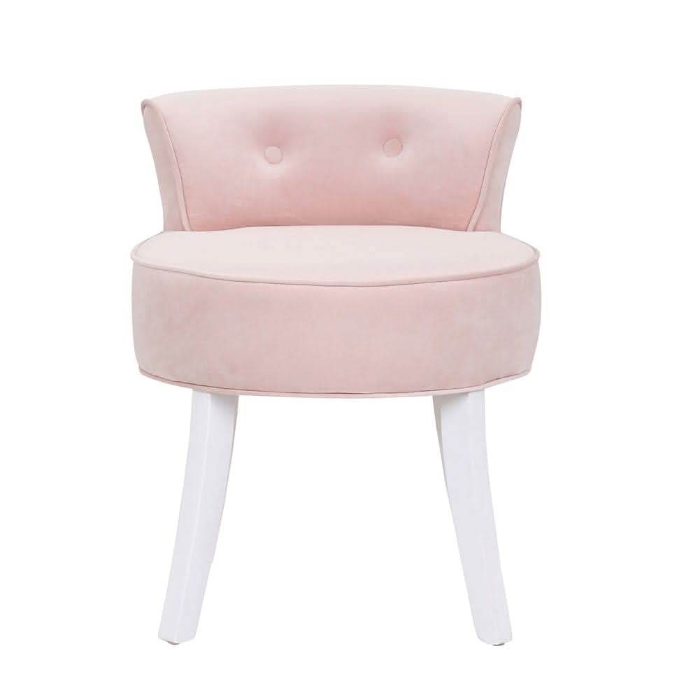 Upholstered Velvet Vanity Dressing Table Stool with Low Backrest
