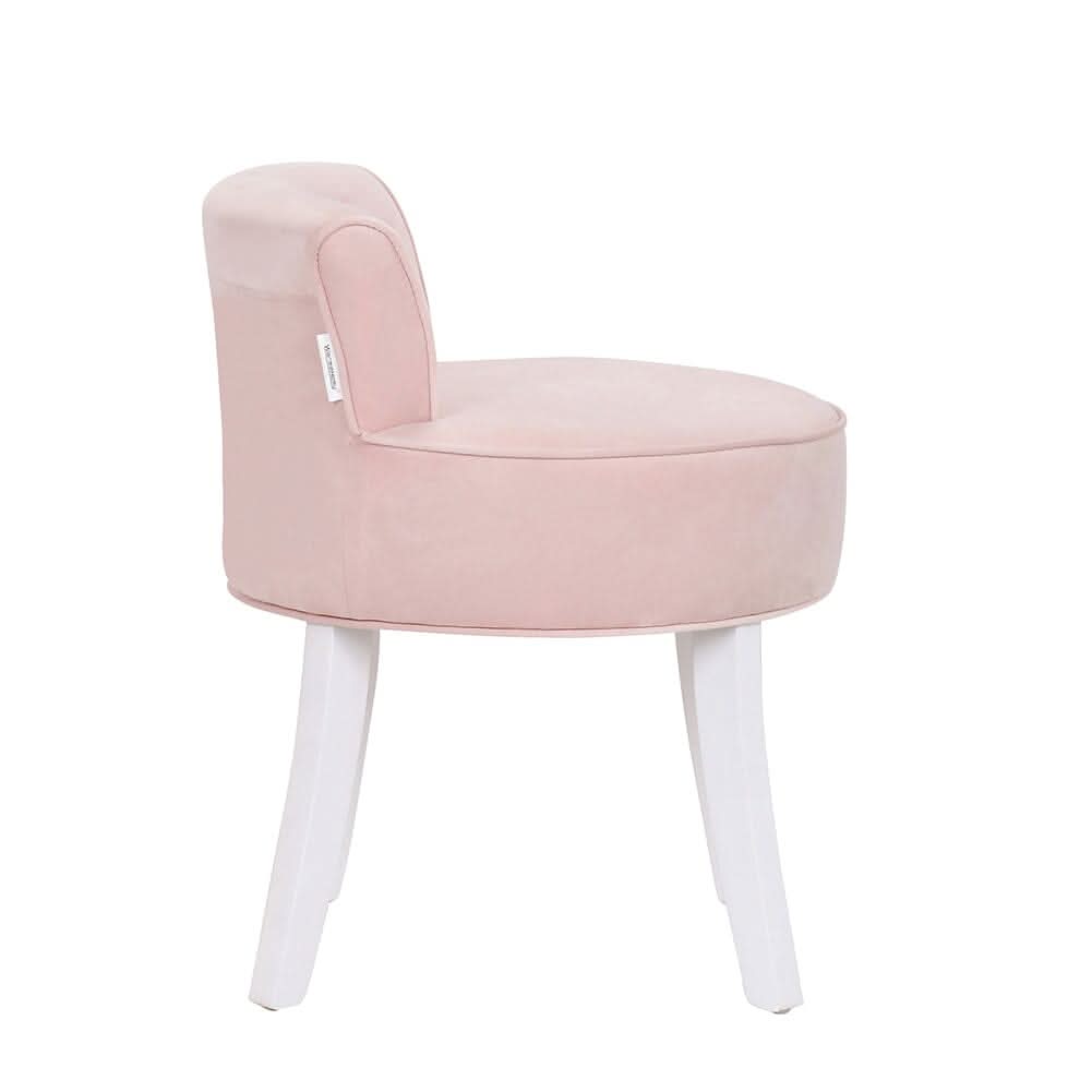 Upholstered Velvet Vanity Dressing Table Stool with Low Backrest