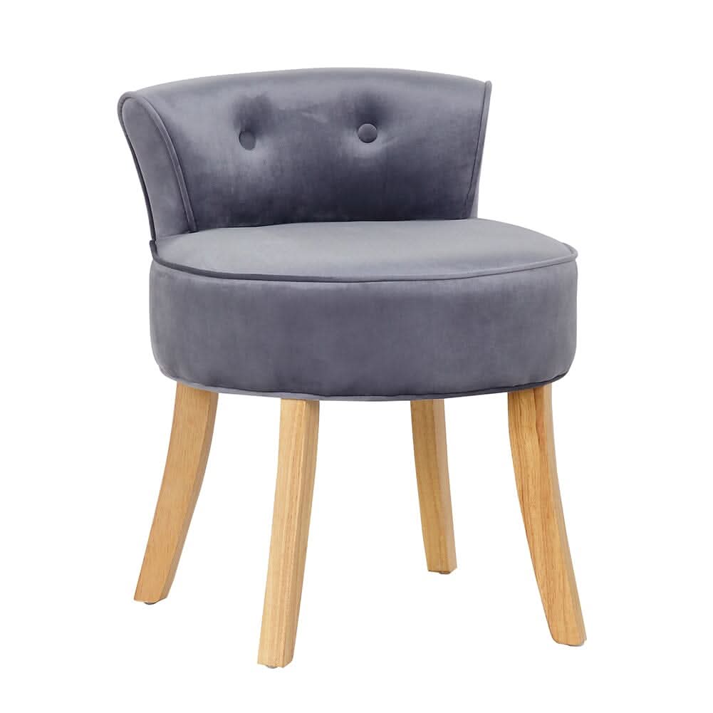 Upholstered Velvet Vanity Dressing Table Stool with Low Backrest
