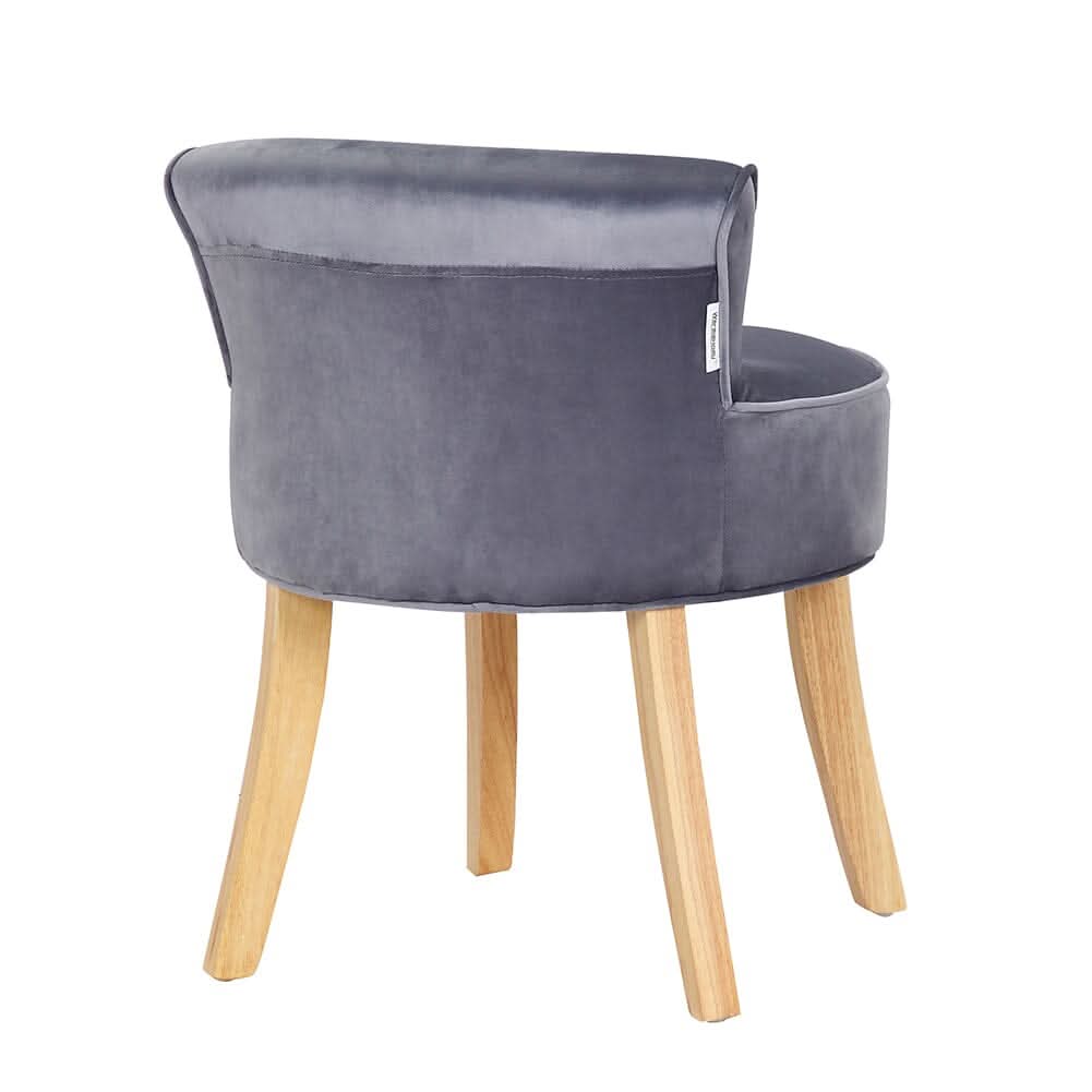 Upholstered Velvet Vanity Dressing Table Stool with Low Backrest