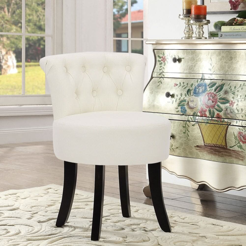 Modern Upholstered Buttoned Stool for Dressing Table
