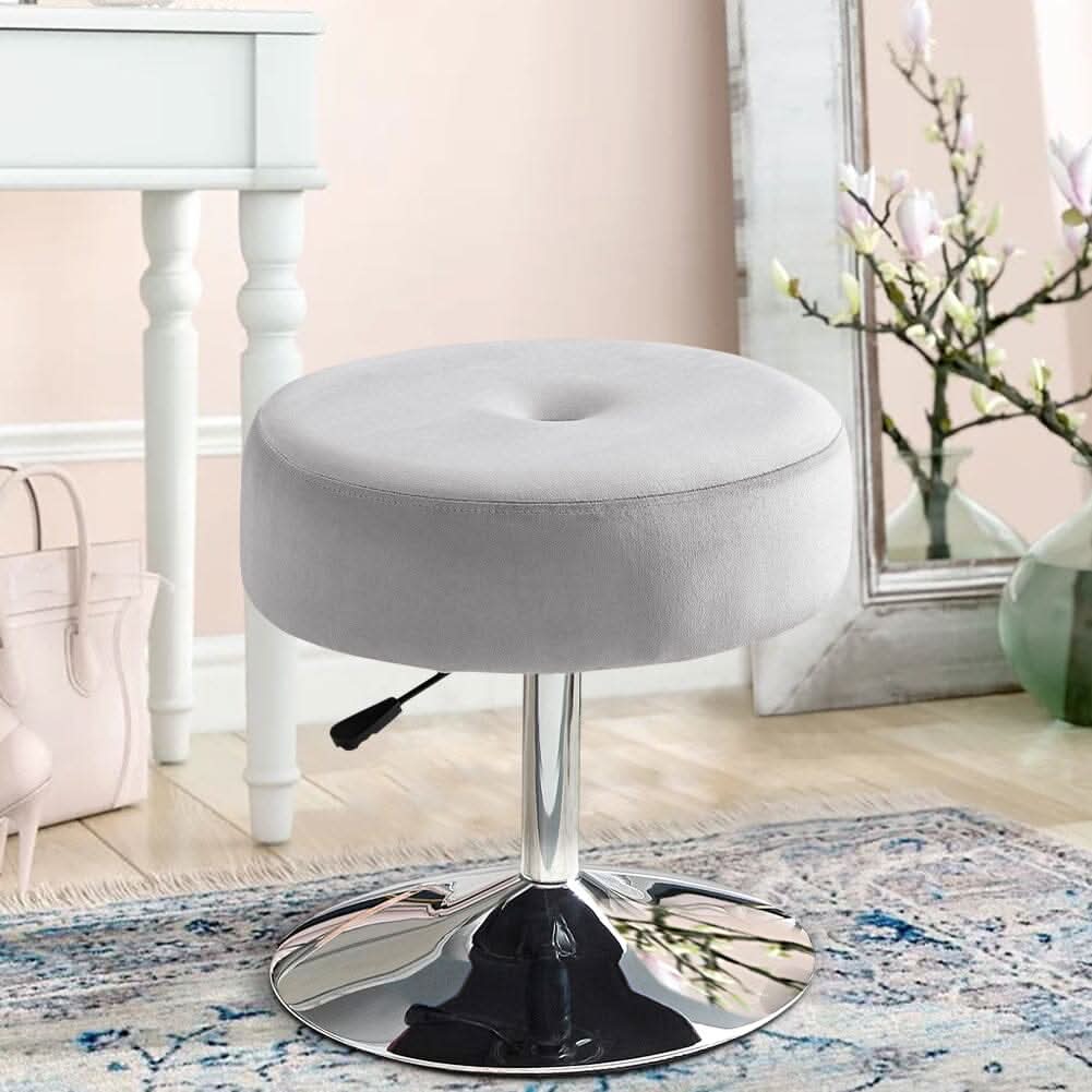 Adjustable Velvet Ottoman with Lift Function