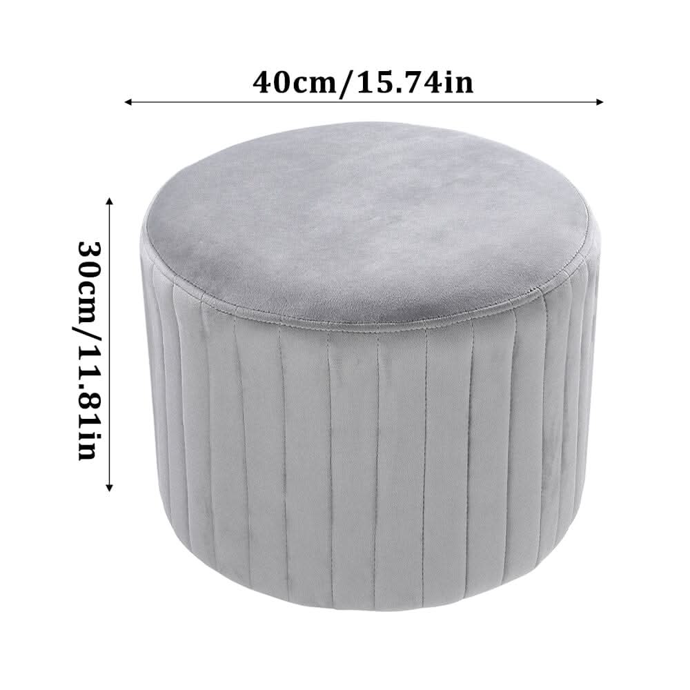Diameter 40cm Round Pouf Footstool Velvet Ottoman