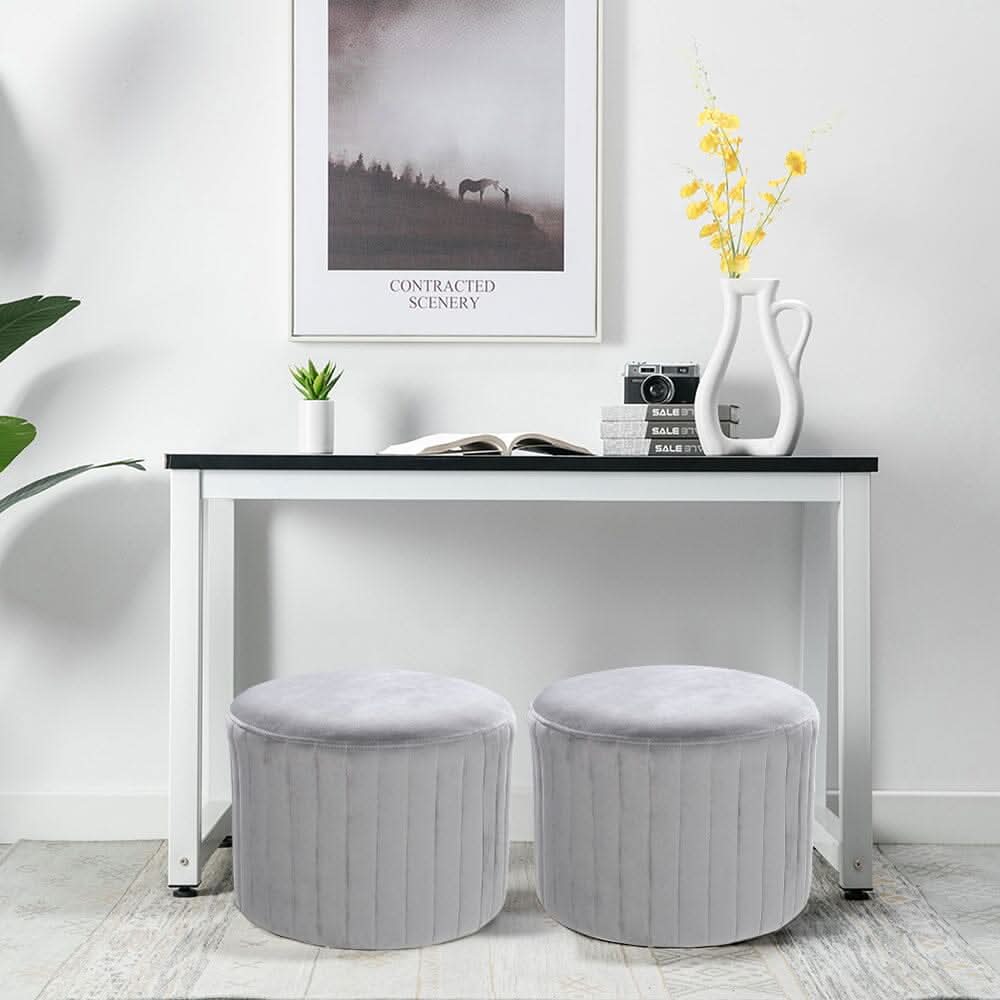 Diameter 40cm Round Pouf Footstool Velvet Ottoman
