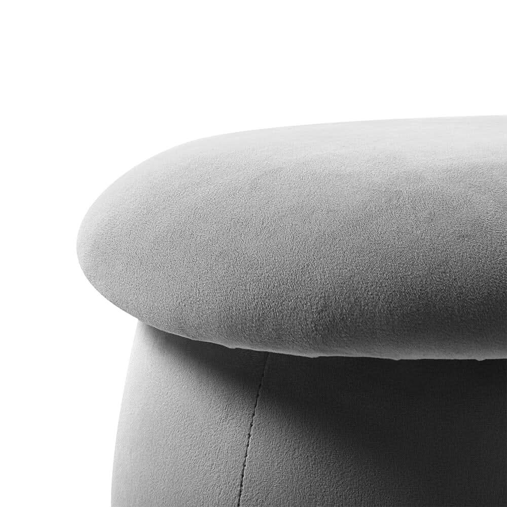 Mushroom Velvet Upholstered Footstool