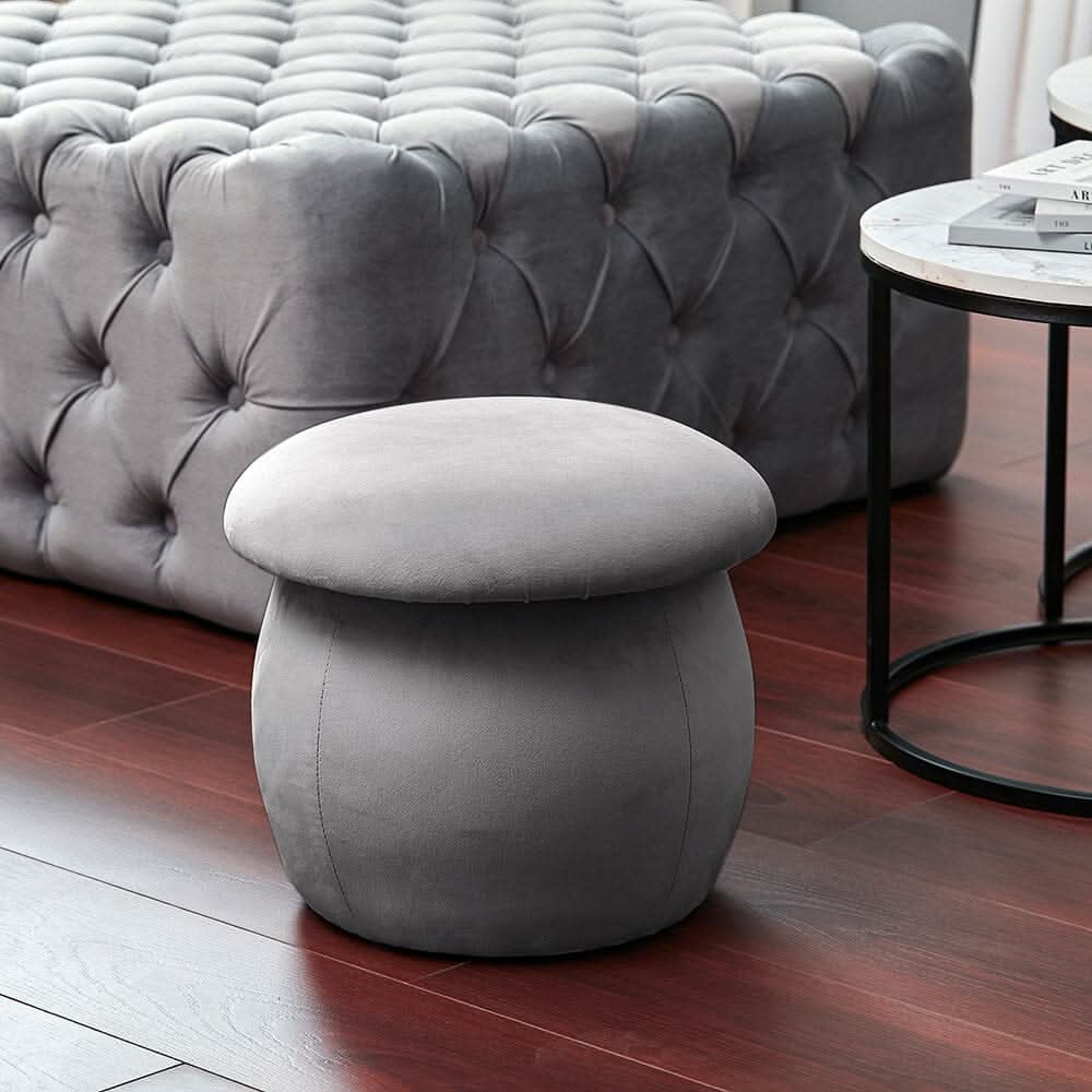 Mushroom Velvet Upholstered Footstool