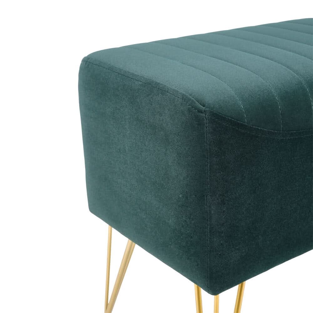 Soft Channel Velvet Stool with Gold Legs