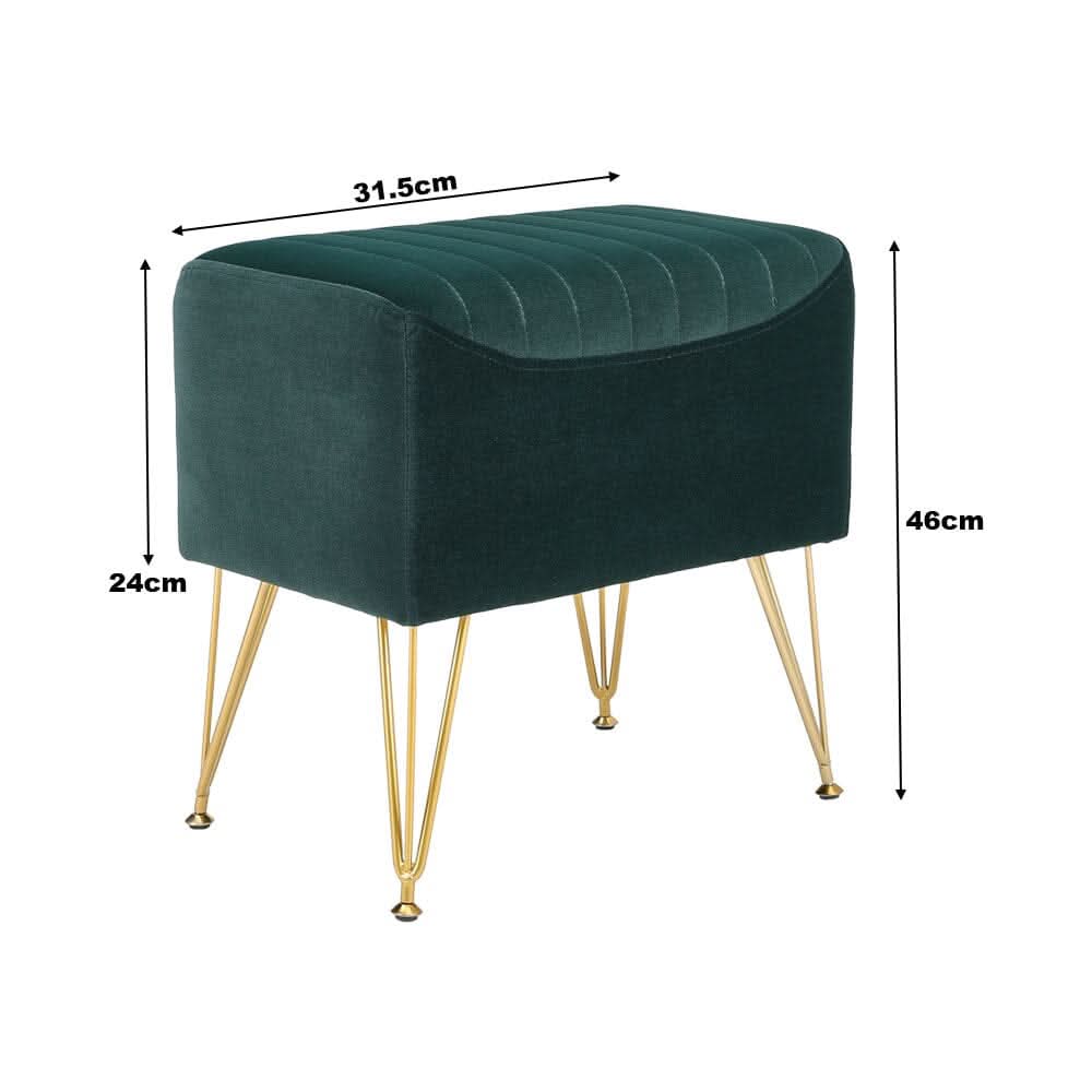 Soft Channel Velvet Stool with Gold Legs