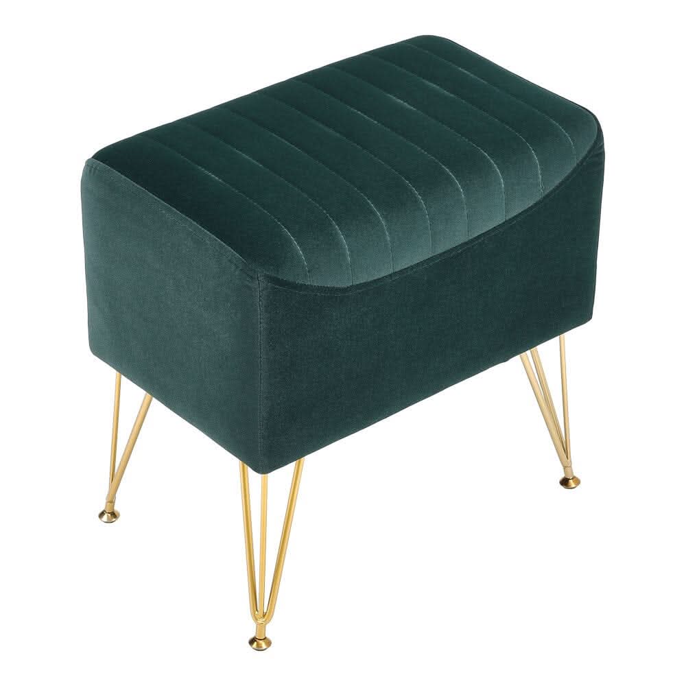 Soft Channel Velvet Stool with Gold Legs