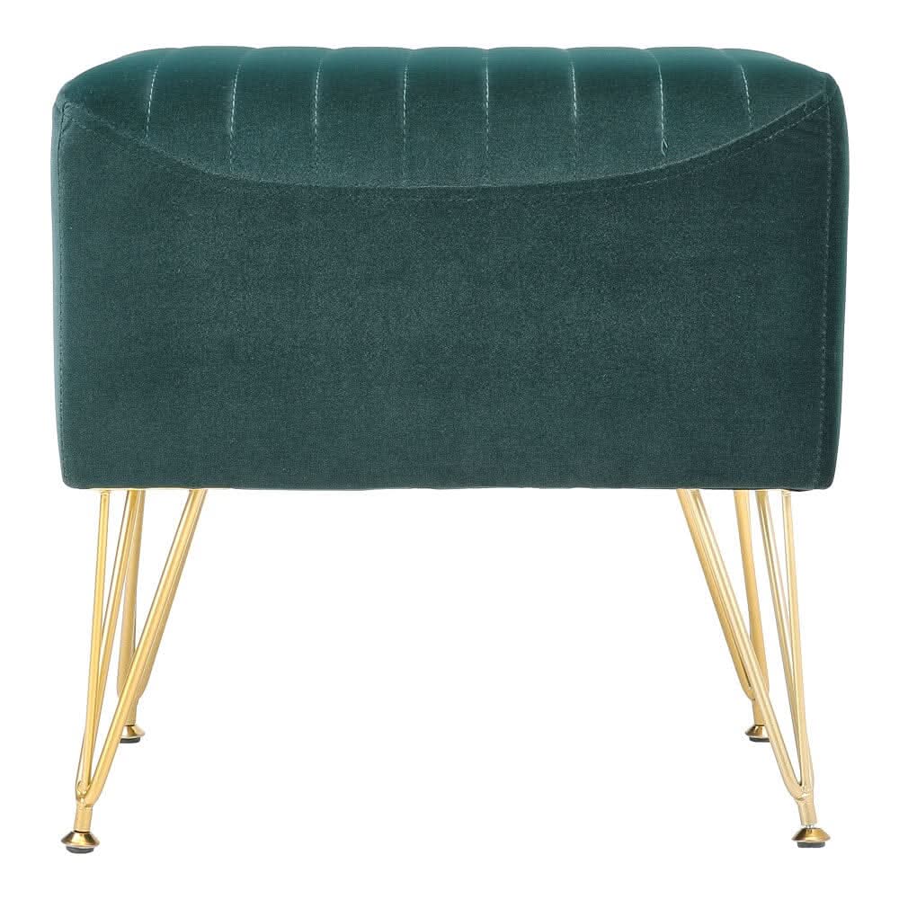 Soft Channel Velvet Stool with Gold Legs