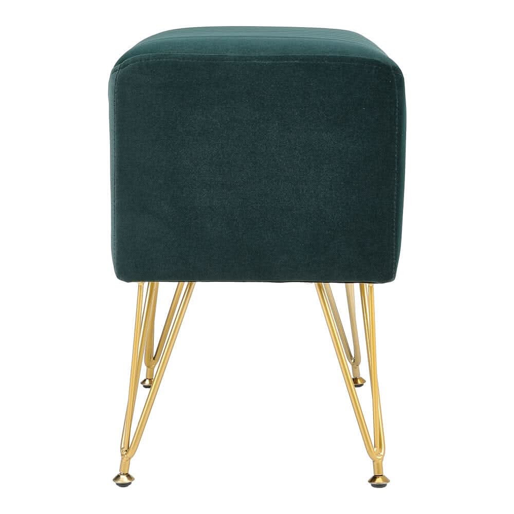 Soft Channel Velvet Stool with Gold Legs