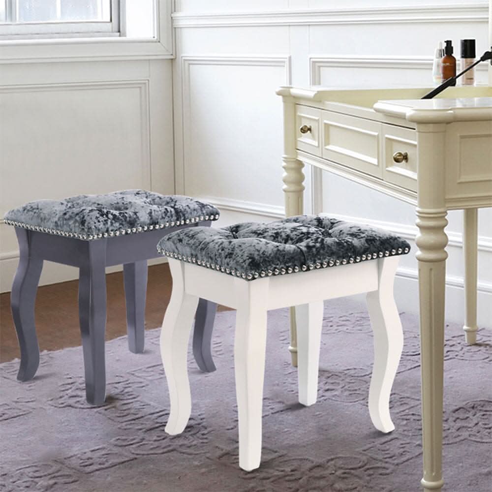 Vintage Floral Upholstered Dressing Stool