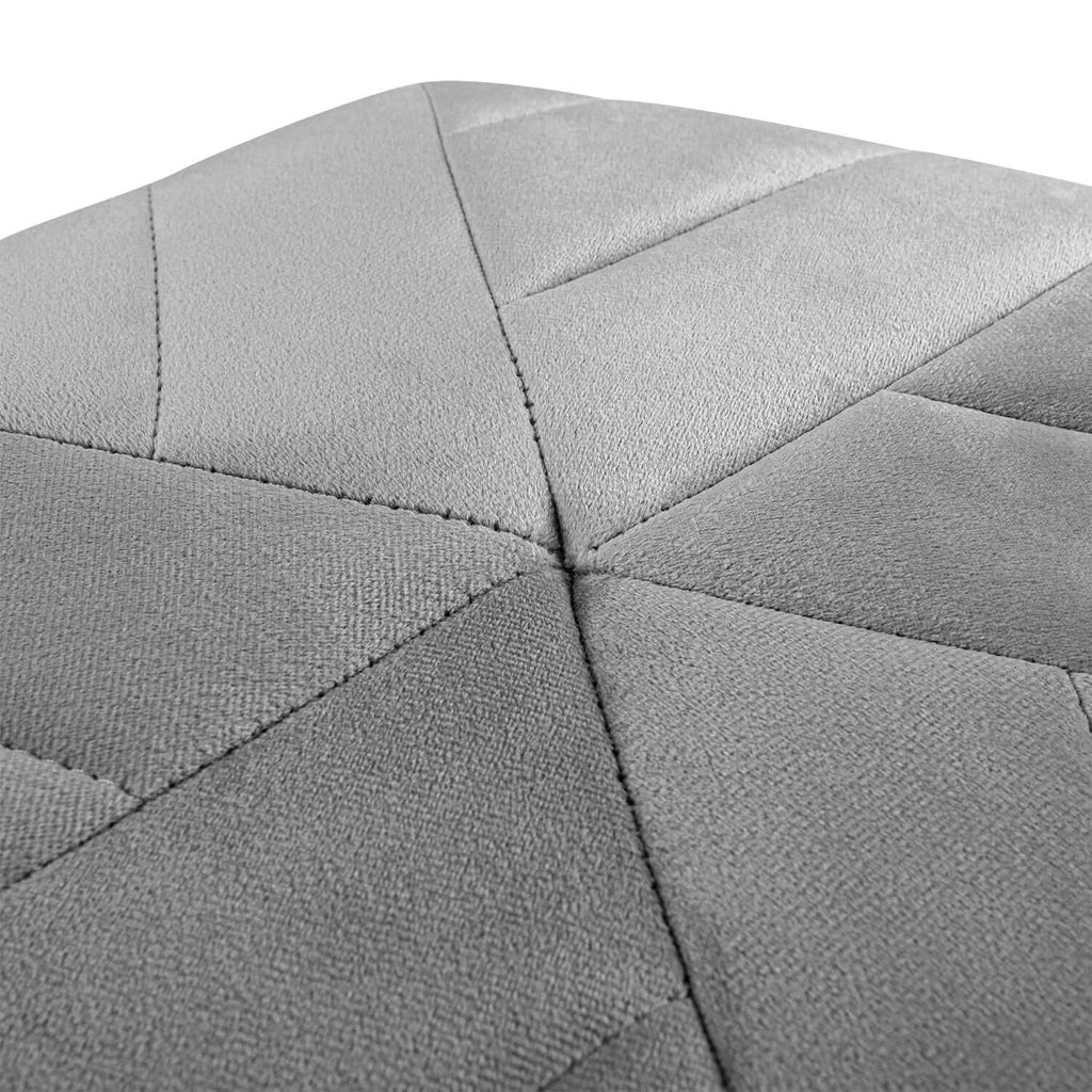 40cm Wide Hexagon Shape Velvet Footstool Striped Ottoman 25D Sponge Footrest